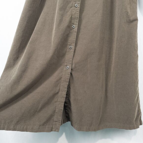 Vintage LL Bean Corduroy Maxi Shirt Dress 14 Brown Pintuck Modest Cottagecore - Picture 8 of 16